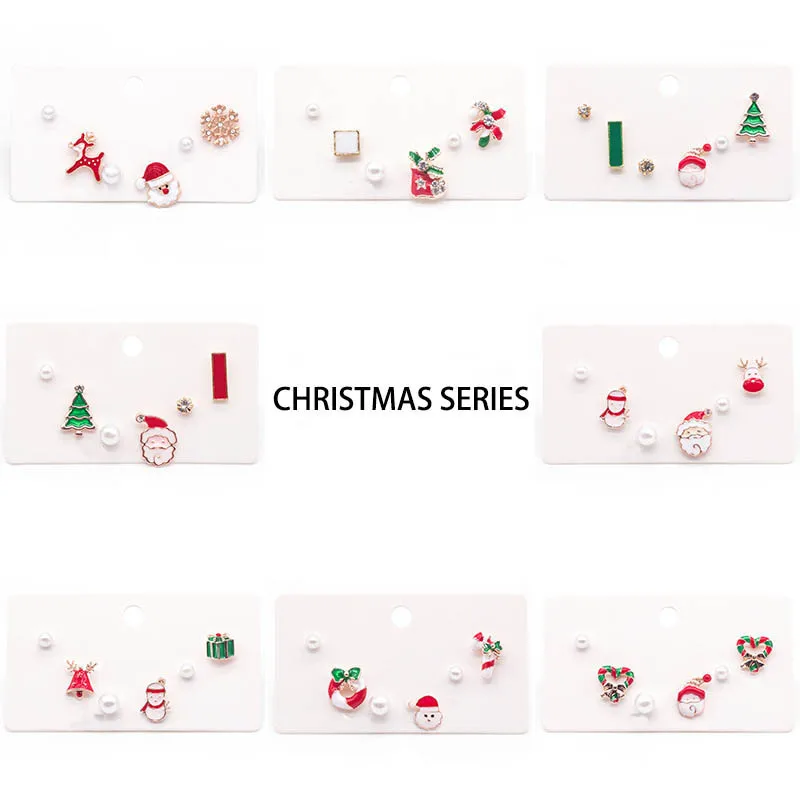 Милые зимние серьги-гвоздики с Санта-Клаусом на Рождество для женщин 6 штук сладких подарков снежинок ёлочный женский ювелирный украшения.