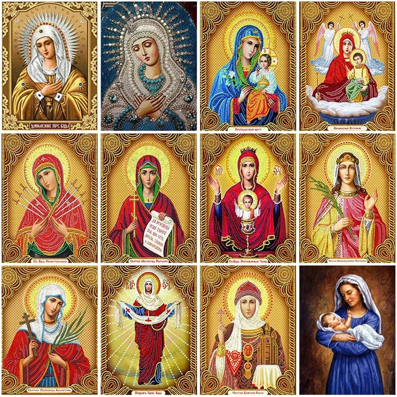 

5D DIY Diamond Painting Virgin Full Square Drill Diamond Embroidery Cartoon Religion Rhinestones Pictures Crafts Kit Home Decor