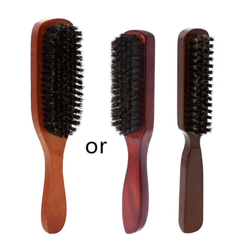 

Hair Brush Wood Handle Boar Bristle Beard Comb Styling Detangling Straightening With Boar Bristles for Easy Upkeep & Grooming