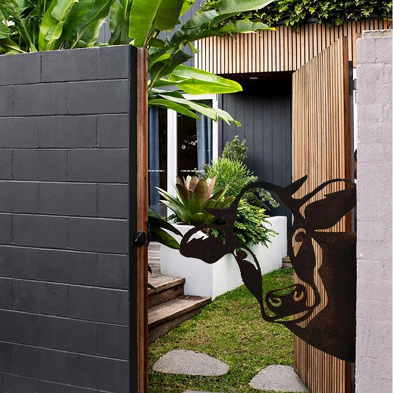 

Домашний декор, садовое украшение, популярное искусство, подвесной металлический головной убор в виде коровы, личное уличное украшение для ...