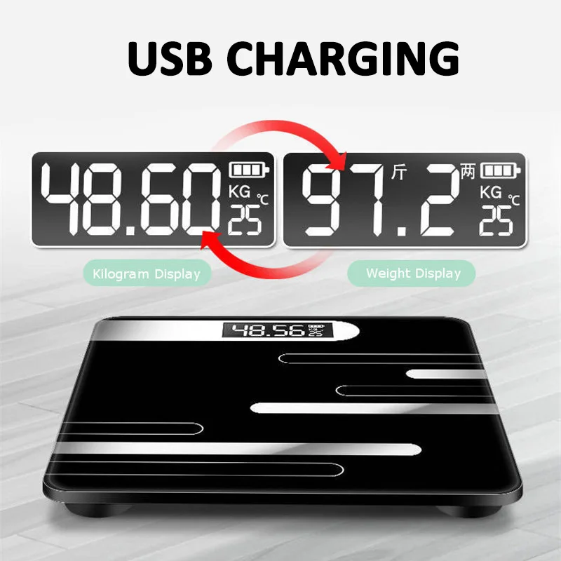 Цифровые весы умный напольный безмен для ванной с зарядкой от USB и ЖК-дисплеем |