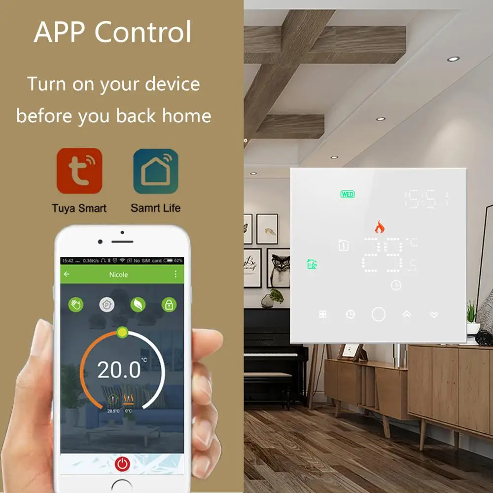 Термостат Beok Tuya Smart Life домашний регулятор температуры для