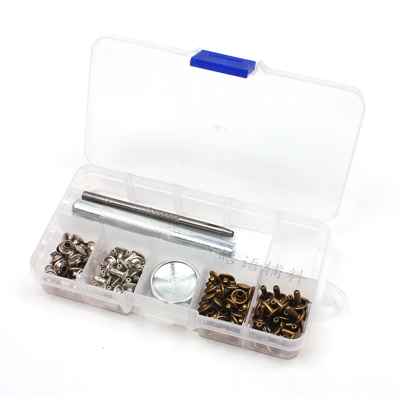 50 комплектов заклепок + набор инструментов для установки зеленый бронзовый