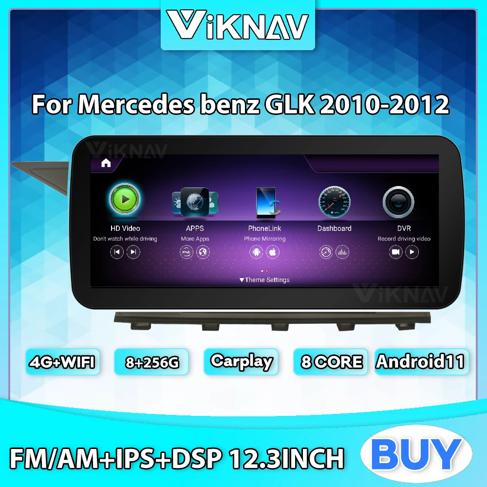 

12,3 дюймовый android 11 автомобильный с экраном для Mercedes benz GLK 2010-2012 GPS Навигация DVD мультимедийный плеер 2din