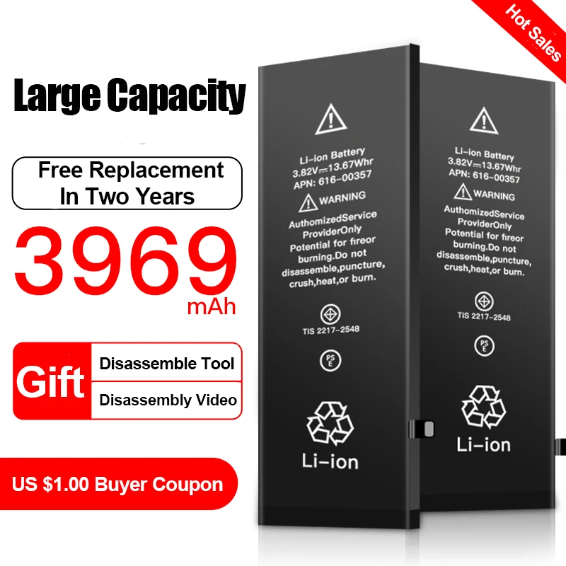 2021 High capacity phone Battery Brand New For Apple 5 S SE 6 S 7 8 Plus 10 X Xr Xs Max Replacement Batteries For iPhone 6S