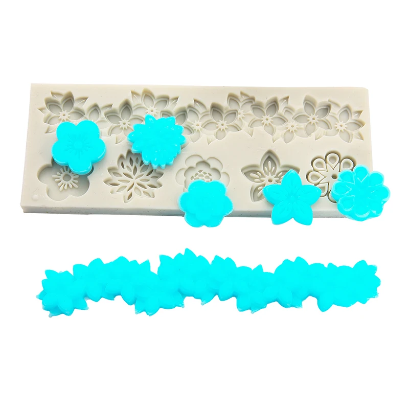 1 предмет цветы разнообразие Fondant (сахарная) силиконовая форма для выпечки тортов DIY обхват пресс-форм обувь на мягкой подошве; Яркий пресс-формы для изготовления ювелирных изделий Findngs делает аксессуар