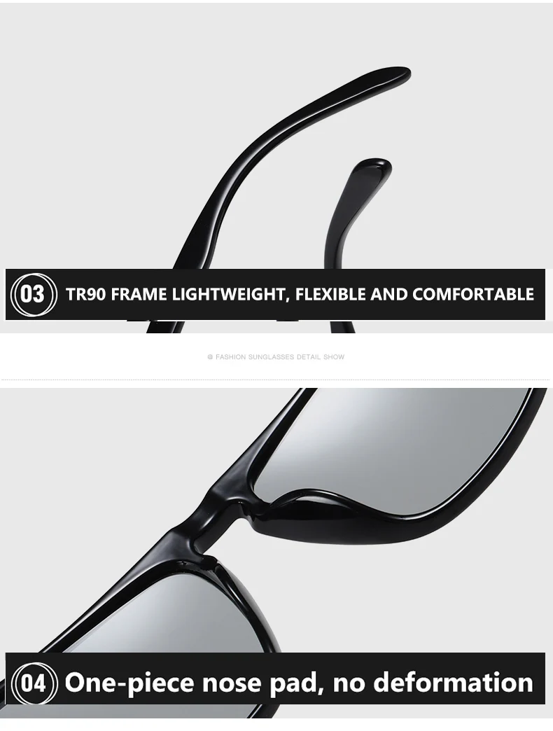 Brand Designer Rivet Square Photochromic Polarized Sunglasses Tony Stark Men Unisex Retro Sun Glasses Women gafas de sol hombre