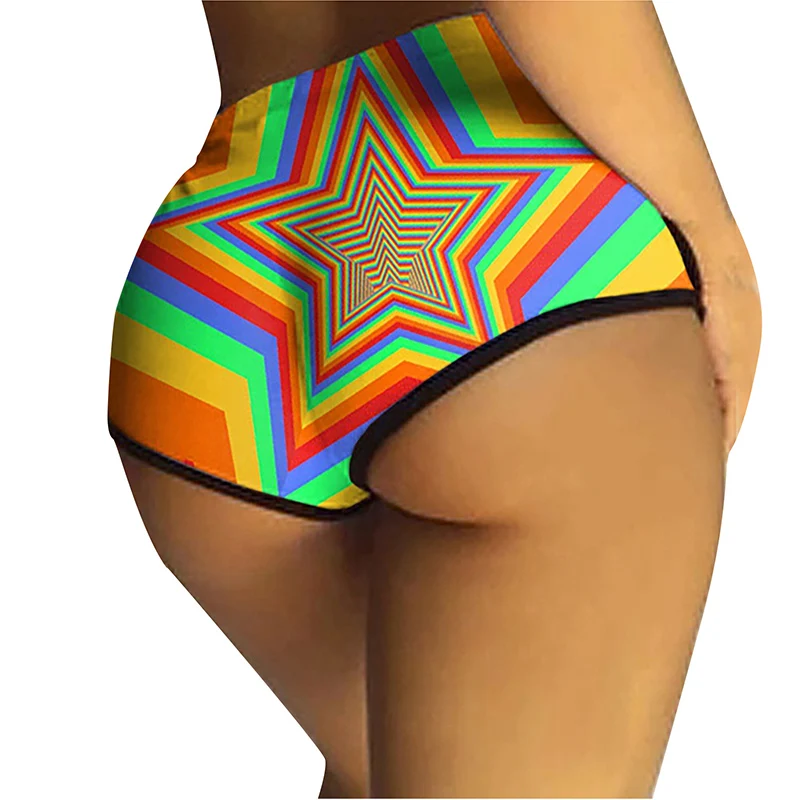 

Color Printed Swimming Trunks Summer Ladies Beach Swimming Trunks Sexy Panties Fashion Tight Shorts Plus Size Clothing