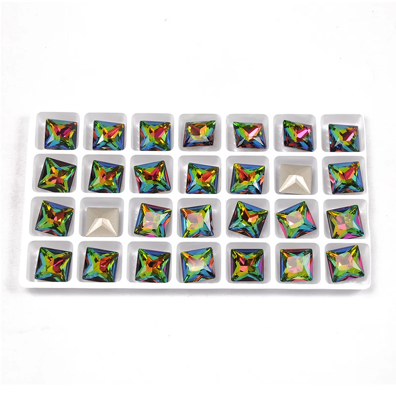 YANRUO 4447 All Sizes VM Princess Square Sewn Stones Point Back Strass Glass Rhinestones Rainbow Crystals For Needlework | Дом и сад