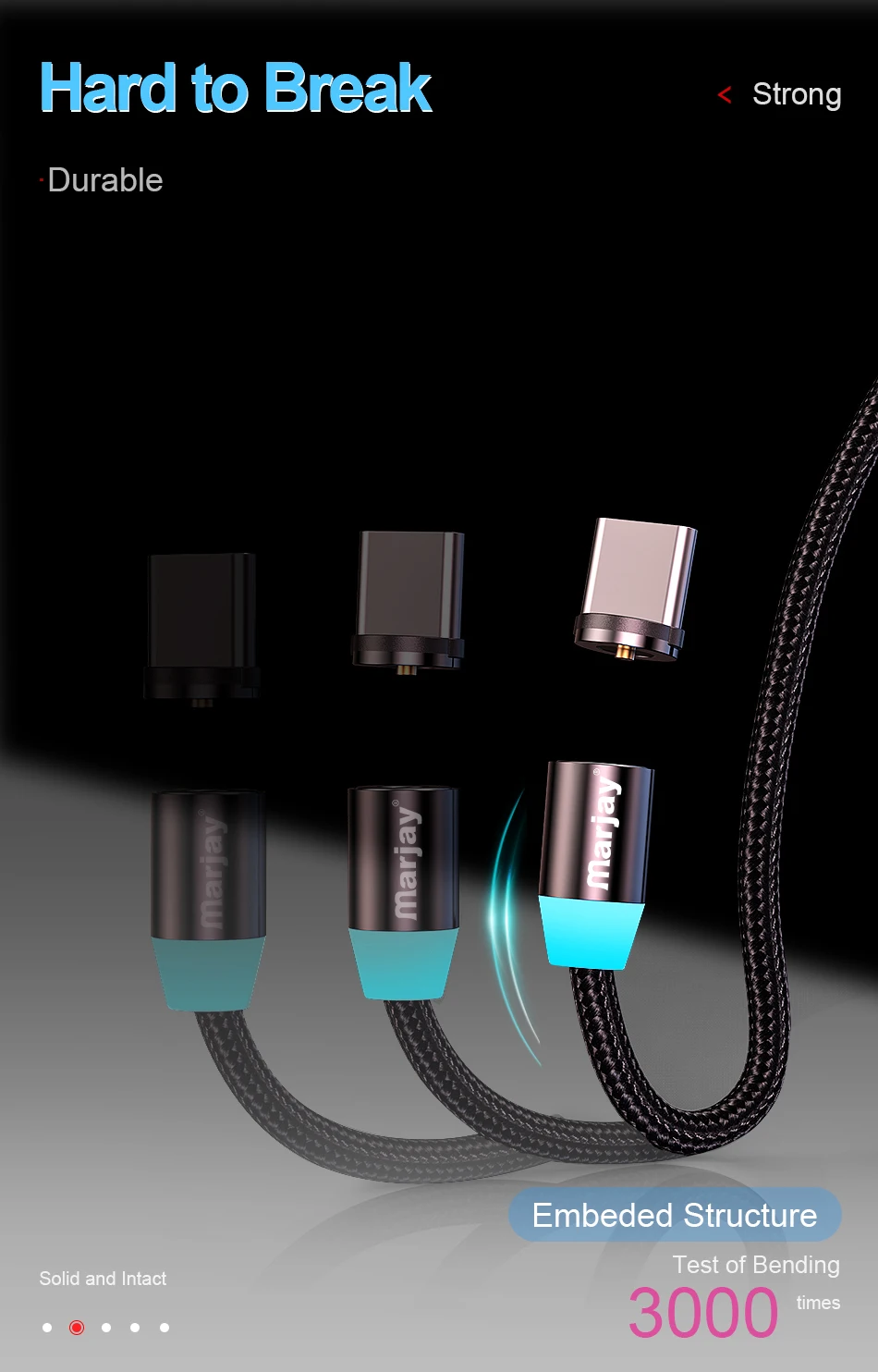 Marjay Магнитный кабель Micro usb type C кабель для iPhone samsung Android Быстрая зарядка магнит зарядное устройство мобильный телефон USB провод шнур