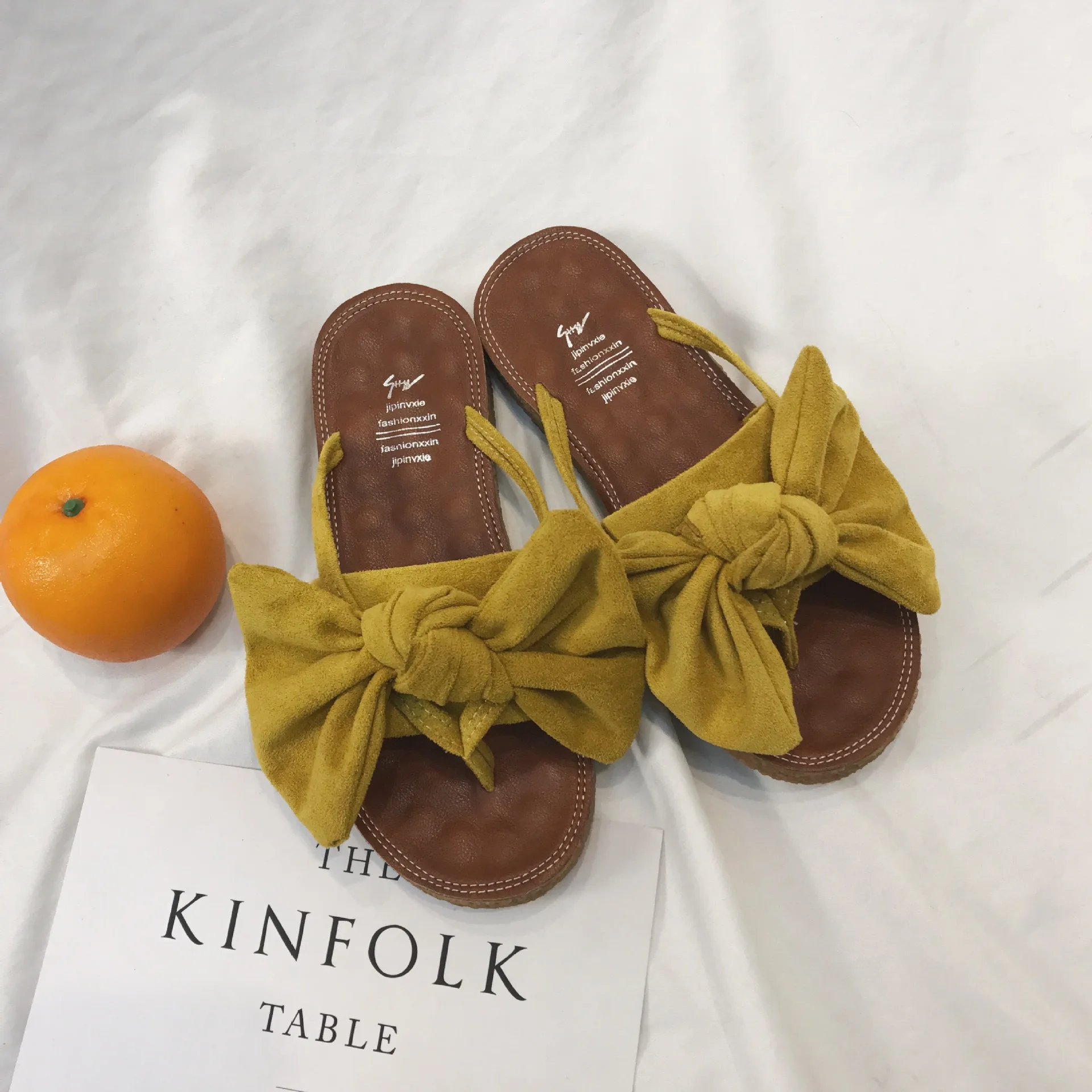 

Female Shoes Slippers Soft Luxury Slides Flock Rubber Flip Flops Summer Clogs Woman Butterfly-Knot 2021 Comfort Designer Flat Ha