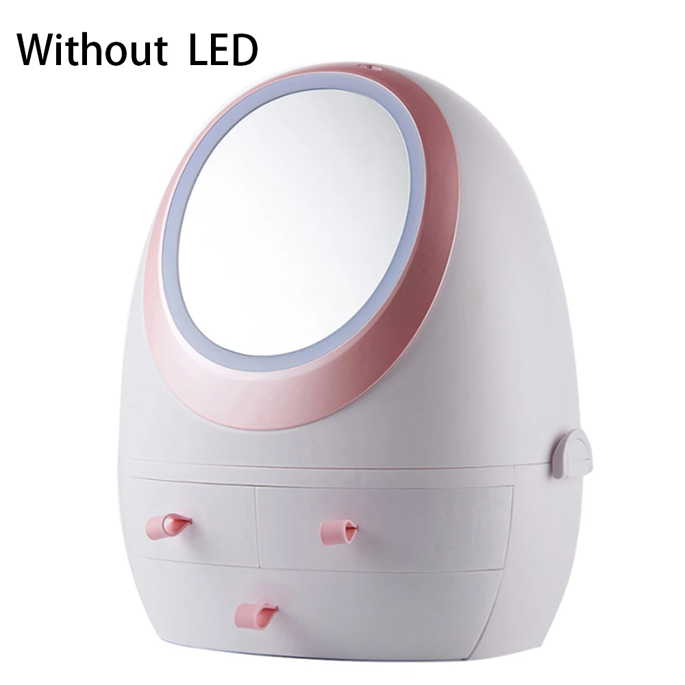 White noLED USB коробка для хранения косметики с светодиодный светильник зеркало для макияжа Косметика Уход за кожей продукты ящики держатель портативный органайзер контейнер - Цвет: White noLED