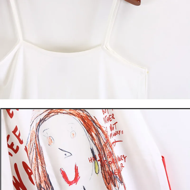 

Oversized loose streetwear Bodysuit letter suspenders jumpsuits women summer new polyester playsuits cartoon Hand Painted Romper