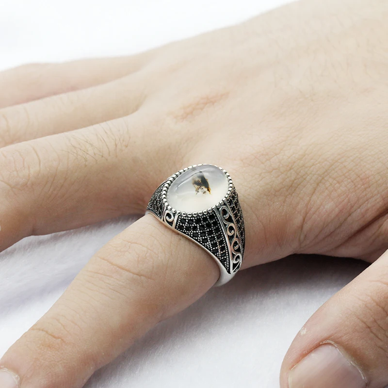 Мужское кольцо из серебра 925 пробы с натуральным ониксом|Кольца| |