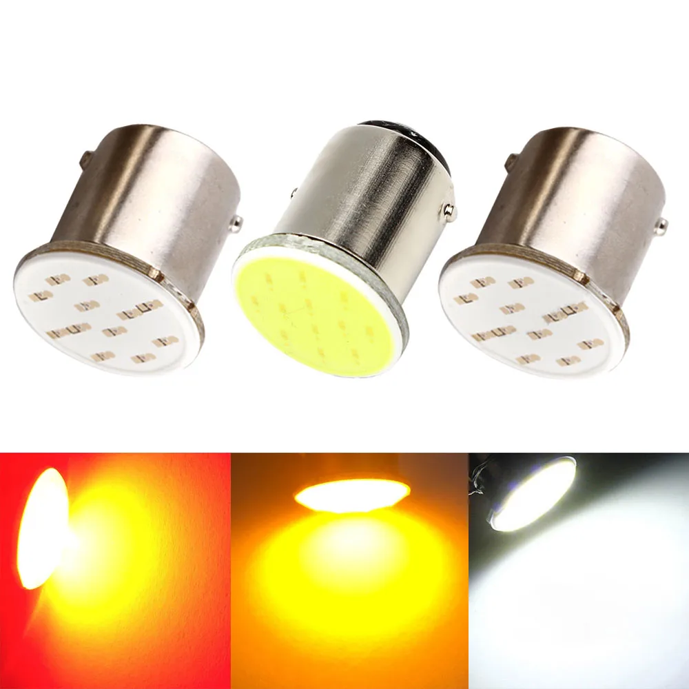 

10PCS COB 1156 BAY15D Car LED Light Signal Bulb COB Super Bright Auto Turn Tail Reverse Parking Brake Lamp 12V 12SMD 3W 50lm