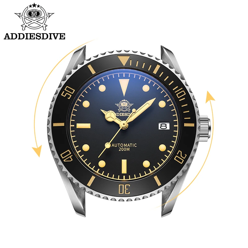 Мужские часы Addies Dive Новые автоматические в стиле ретро с коричневым ремешком