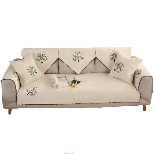 Белое плюшевое покрывало для дивана в гостиную Угловое хлопковое льняное | Дом и