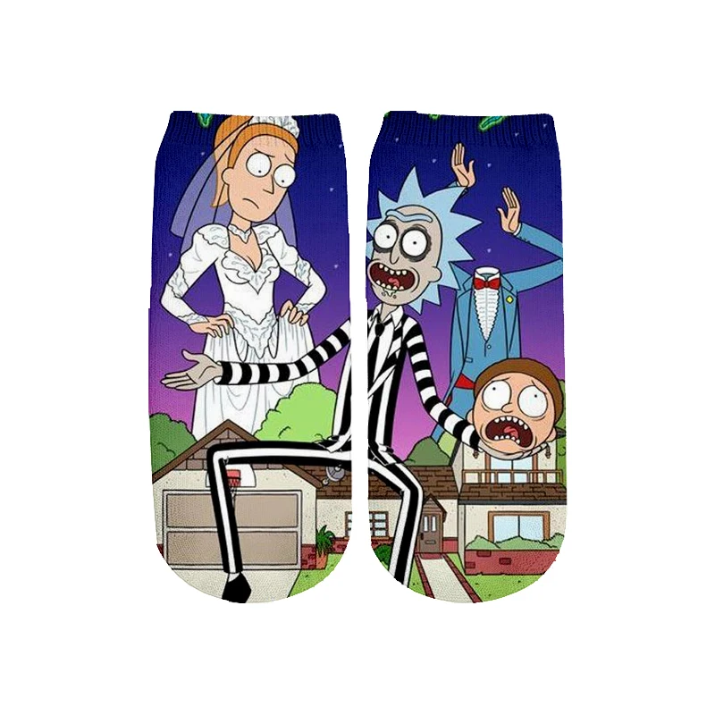 Новейшие Rick and Morty 3D печатных мультфильм милые короткие носки для мужчин женщин harajuku корейские носки RS-011 - Цвет: 26