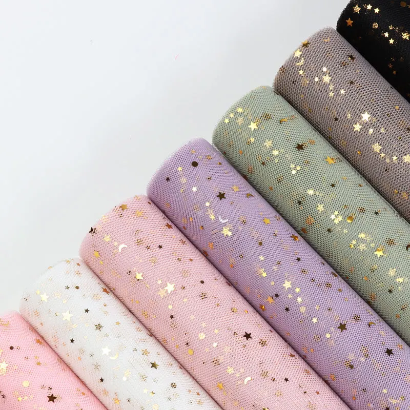 

1M/Roll Fantasy Sequins Star Moon Lace Mesh Flower Gift Wrapping DIY Scrapbook Craft Paper Florists Supplies Decorative Material