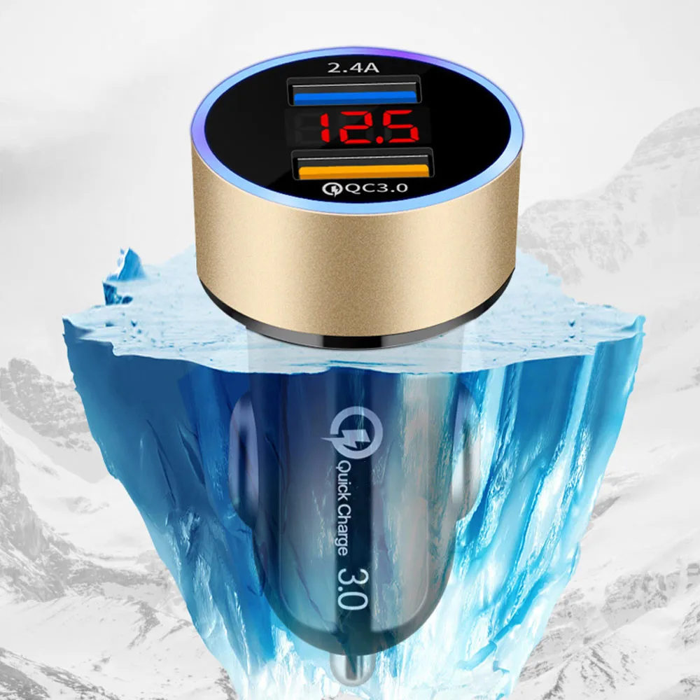 Автомобильное зарядное устройство Quick Charge 3 0 с двумя USB-портами для iPhone X Xiaomi Samsung QC