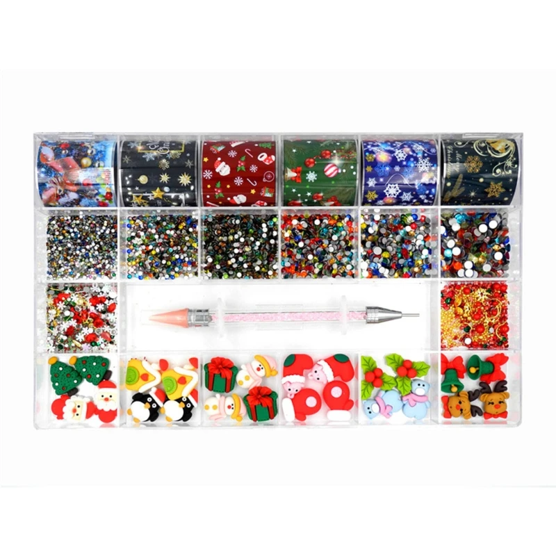 

Рождественские украшения для дизайна ногтей Стразы из смолы подвески для ногтей наклейки