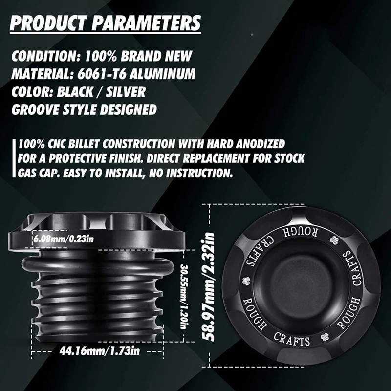 

Black Motorcycle Aluminum Fuel Gas Oil Cap Rough Crafts Decorative Cap Cover for Sportster XL1200 883 1996-2014