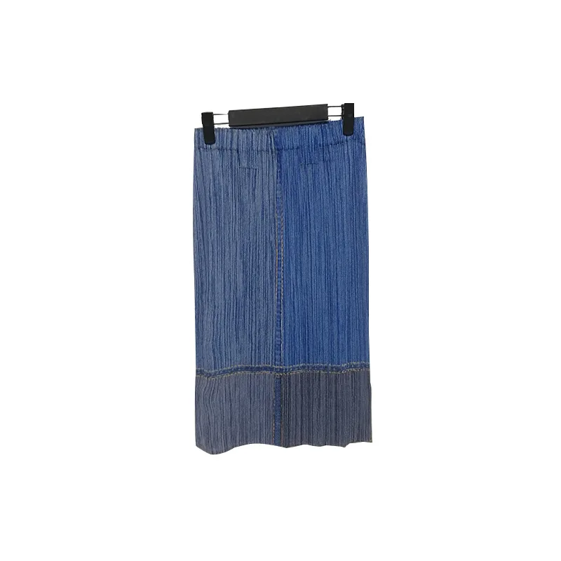 

Pleated Skirt New Fashion High Waisted Denim Print Skirt