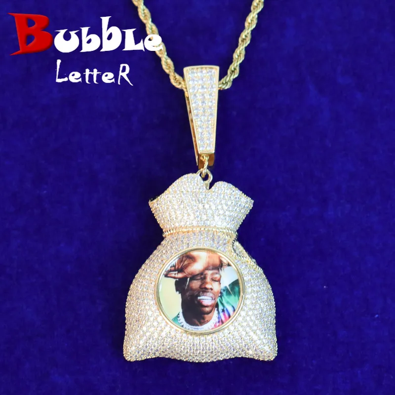 Медальон для денег с фото на заказ подвеска бижутерия в стиле хип хоп покрытием