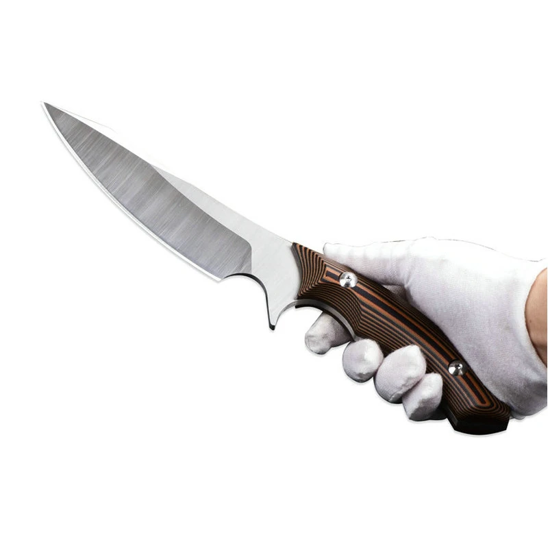 

TRSKT Camping Knife 8CR13MOV Steel ,G10 Handle, 4.5mm Blade Thickness ,Hunting Survival Knives With Leather Sheath Dropshipping