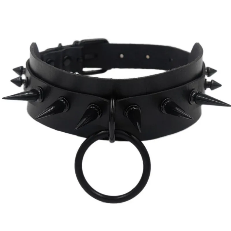 

Black Spike Punk Choker Collar necklace Women Pu Leather Goth Rivets Chocker Necklace Girls Party Club Sexy Gothic Jewelry Gifts