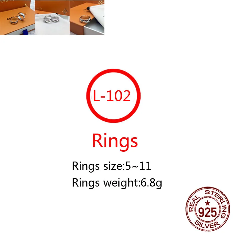 

L102 S925 Sterling Silver New Brand Trend Couple Ring Letter Personality Fashion Simple Gift Hot Sale