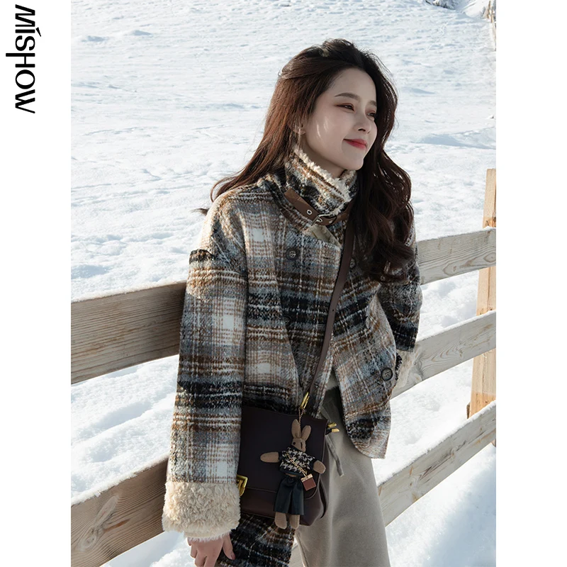 : Для 2020 зимние короткие куртки для женщин в клетку модная Уличная обувь