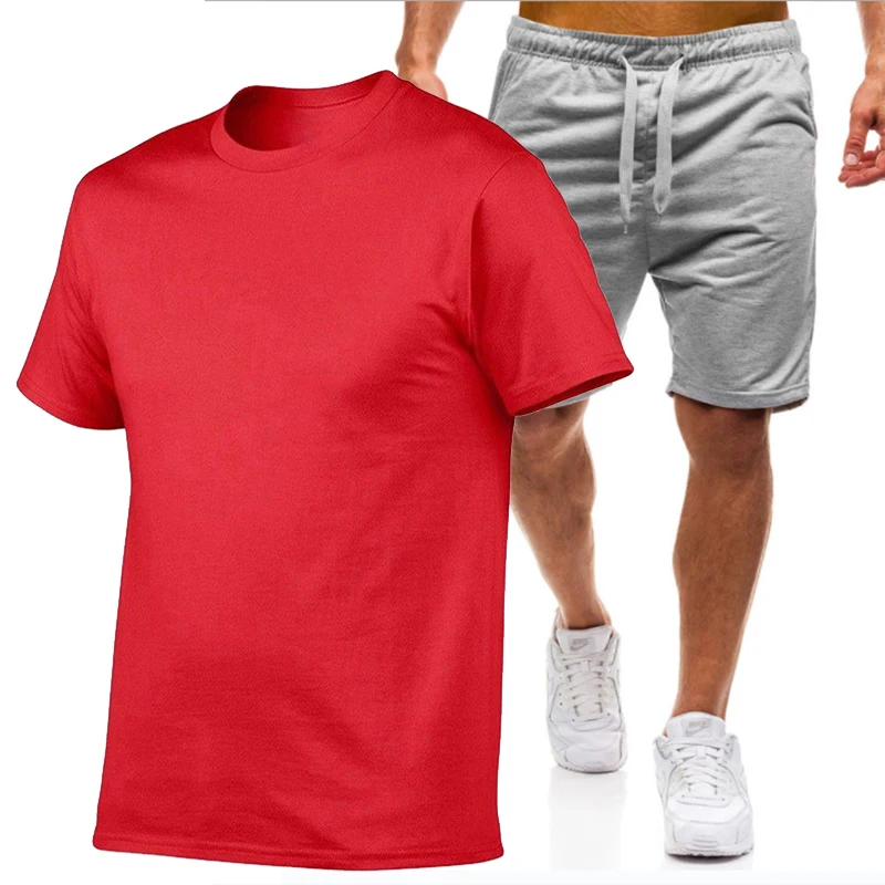 

2021 New Fashion Hot Sale Printed T-Shirt Sports Suit Quick-Drying Casual Running Wear Summer Short-Sleeved Shorts 2-Piece Set