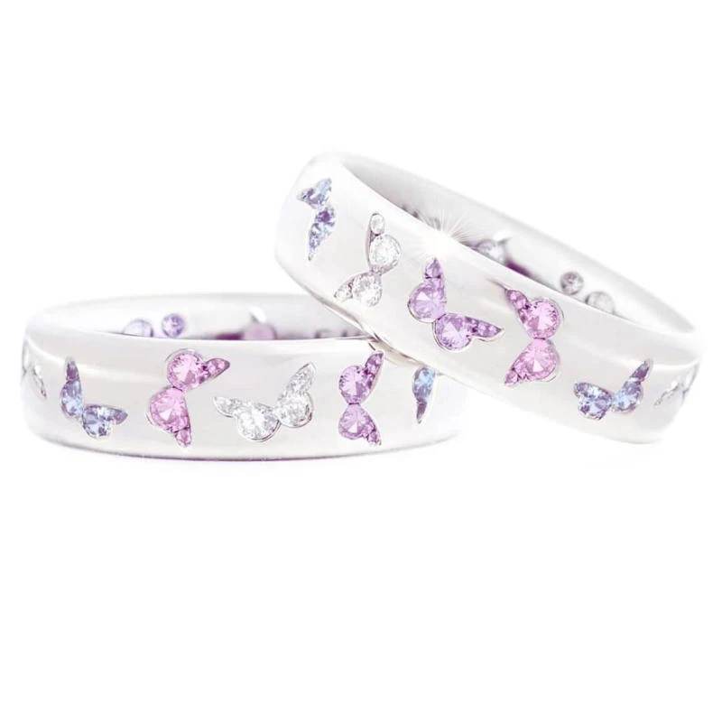 Милые бабочки кольцо инкрустированное цирконием Свадебные/повседневные