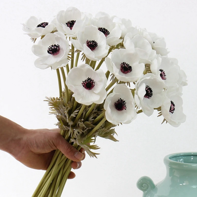 Real Touch Artificial Anemone Flowers Silk Flores Artificiales for Wedding Holding Fake Home Garden Decorative Wreath | Дом и сад