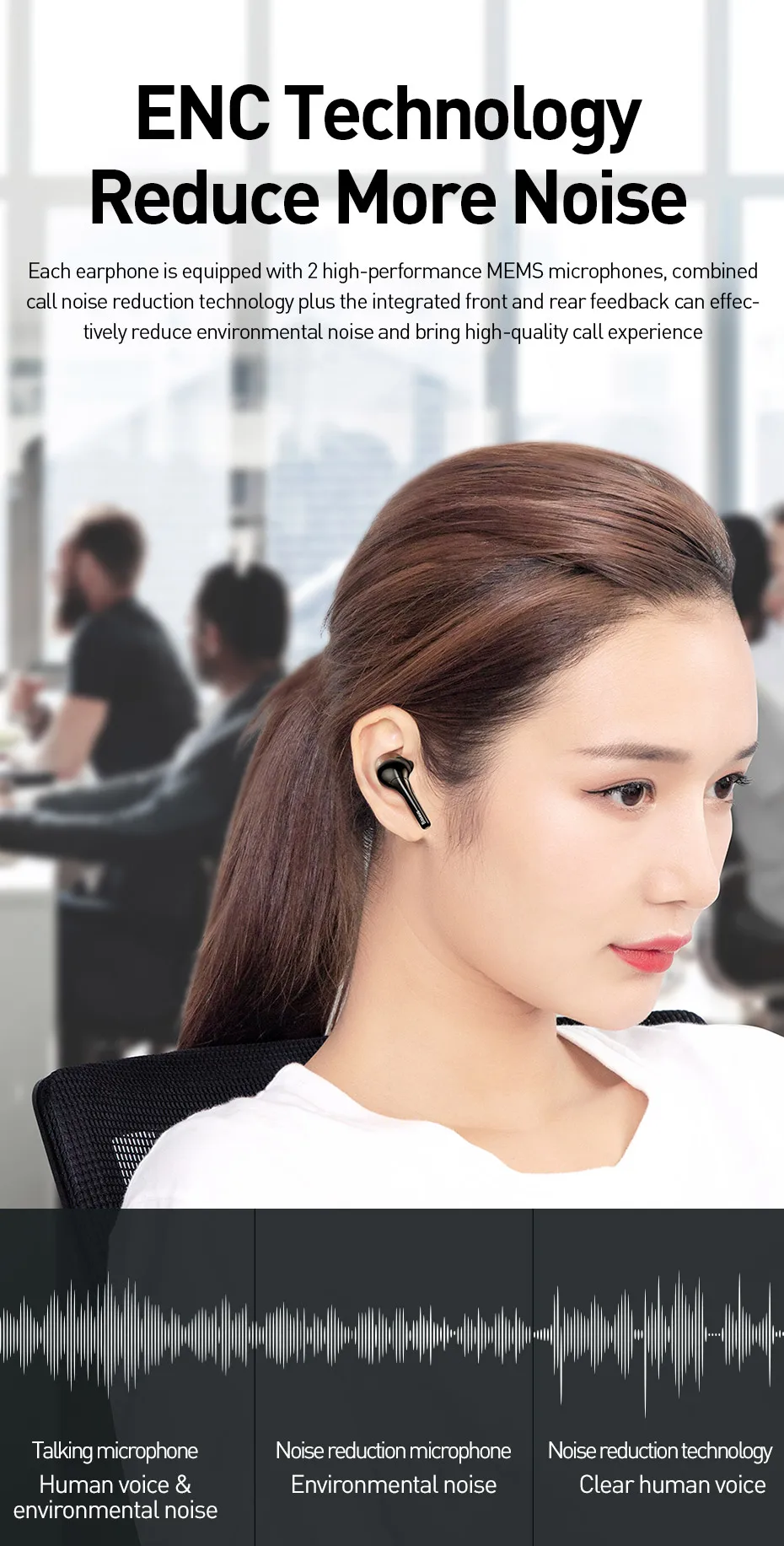 Беспроводные bluetooth-наушники Baseus W07 TWS V5.0, Беспроводные спортивные наушники ENC, снижающие шум, говорящие, водонепроницаемые, беспроводные наушники
