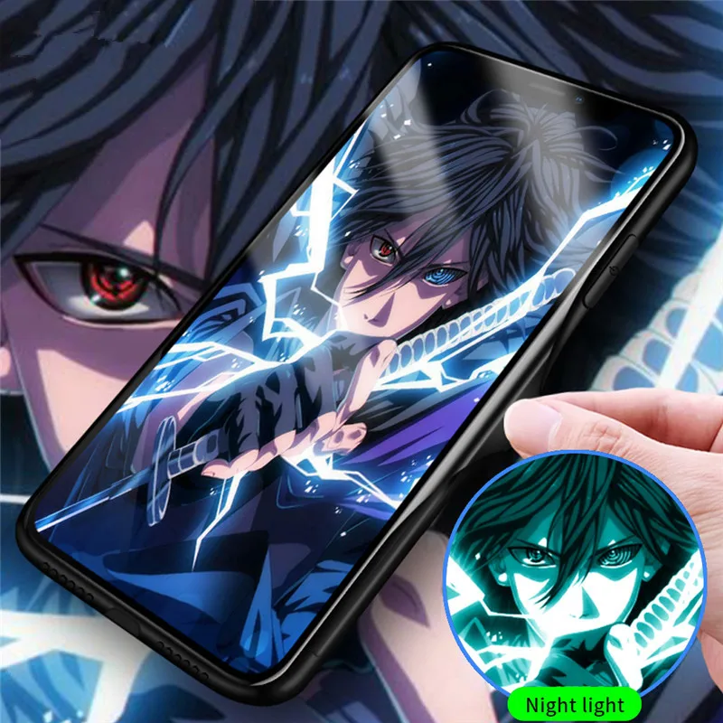 Роскошный светящийся чехол Comic Наруто для iphone 11 PRO Max 10 X XR XS MAX 6 6s 7 8 plus Coque Noctilucous glass