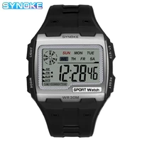 synoke retro digital watches men top brand square electronic wristwatch waterproof big dial mens military sport watch clock