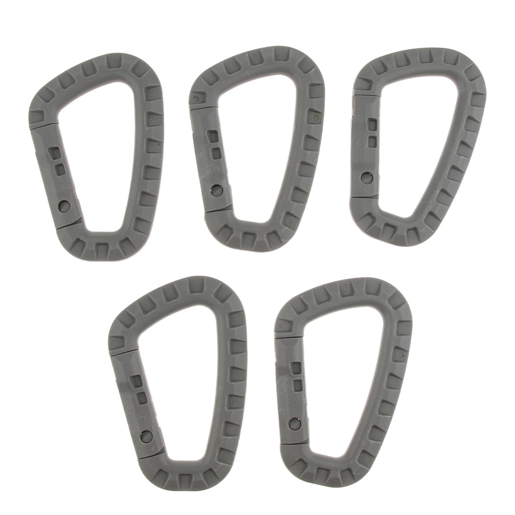 

5Pcs Outdoor Plastic Carabiners Backpack Hook Snap Keychain D-Ring Buckle