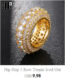 Хип-хоп популярные Bling Iced Out кубинская цепь медь циркон кольцо для мужчин женщин ювелирные изделия золото серебро