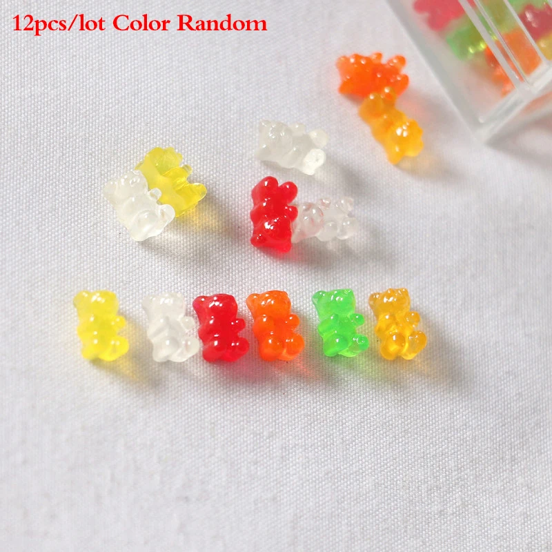 

12Pcs Dollhouse Miniature Resin Colorful Bear Candy Model Ornaments DIY Crafts Dollhouse Candy Decoration