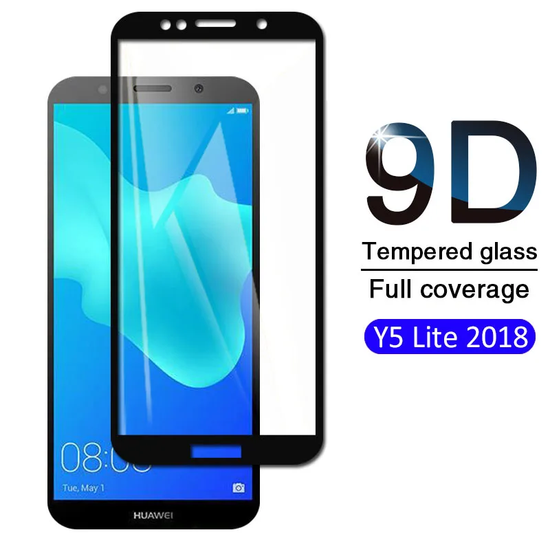 Закаленное стекло 9d для huawei y5 lite 2018 защита экрана полное покрытие клея защитная