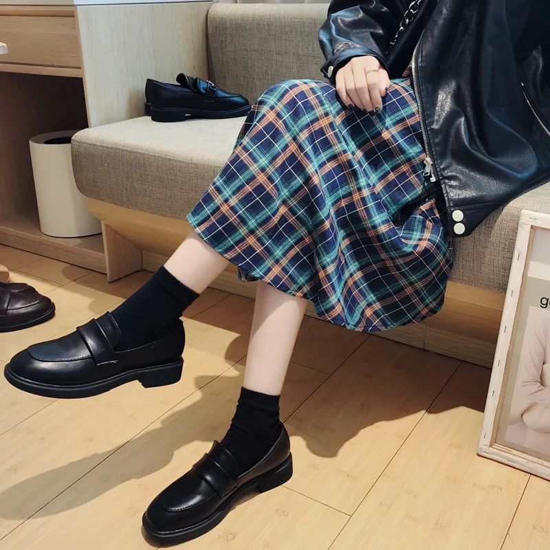 Женские кожаные туфли в британском стиле коллекция 2019 года сезон осень черные