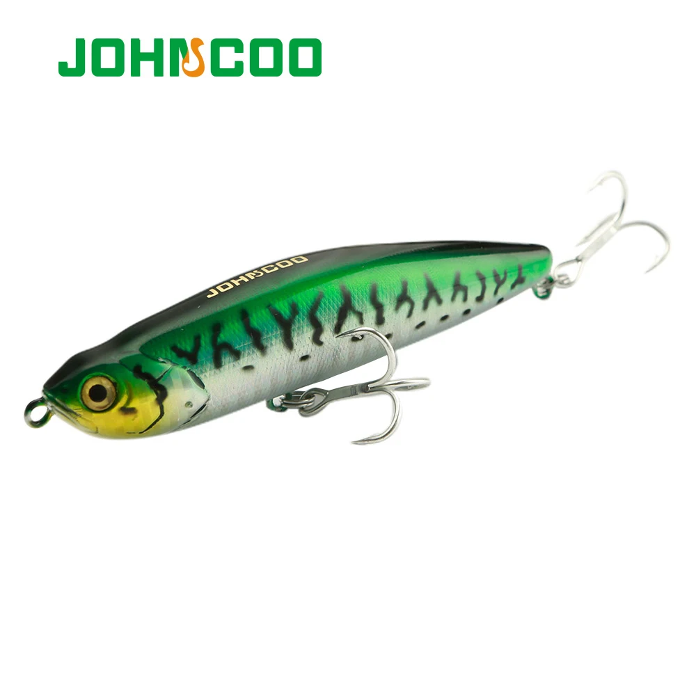 

JOHNCOO Pencil Fishing Lures Topwater Wobblers 100mm 18g Surface Walk The Dog Bass Pike Sparrow Hard Bait WTD Popper