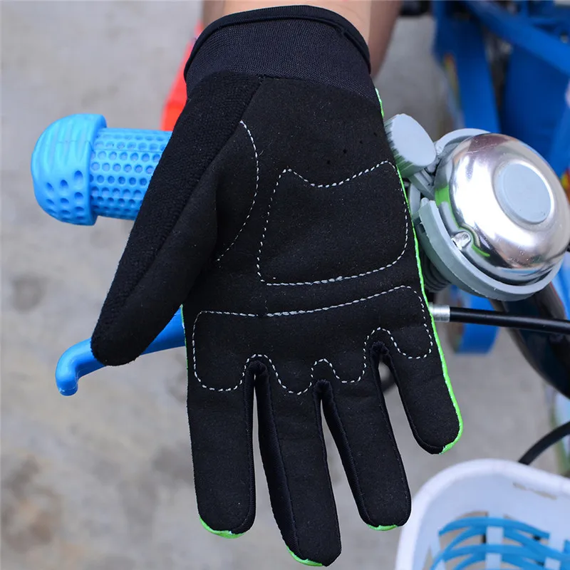 Boodun Kids Cycling Microfiber Gloves for Boy Bike Racing Riding Long Finger Tough Screen 3D Gel Gloves for Sport Wear M L