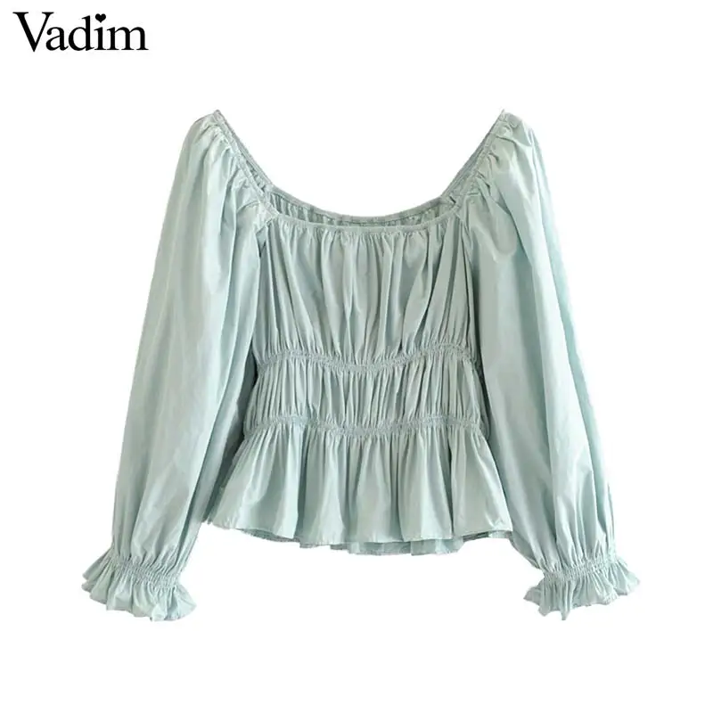 Vadim Женская Базовая однотонная короткая блуза с круглым вырезом и открытыми