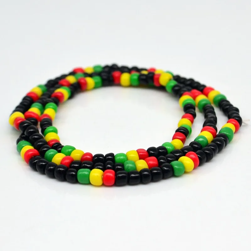 Набор украшений Rasta Reggae в стиле панк хип хоп стеклянный бисер ожерелье и браслет