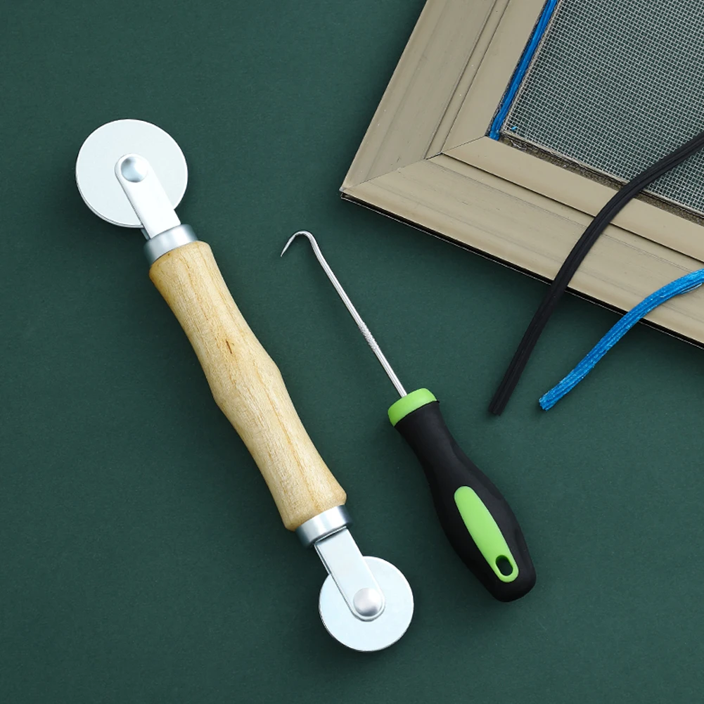 

Hand Tools 2pcs Screen Window Spline Roller Rubber Strip Hook Gauze Wheel Home Window Installation Supplies Screen Rolling Tool