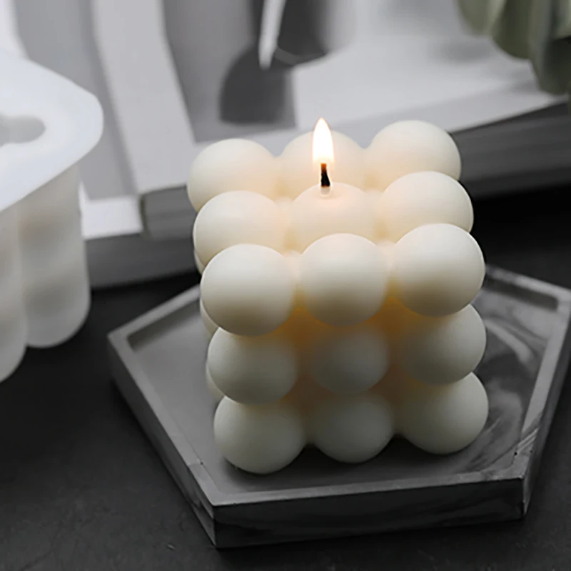 

3D Square Cube Candle Mould Soy Wax Essential Oil Aromatherapy Candle DIY Cloud Shape Candle Wax Silicone Mold Home Decorations