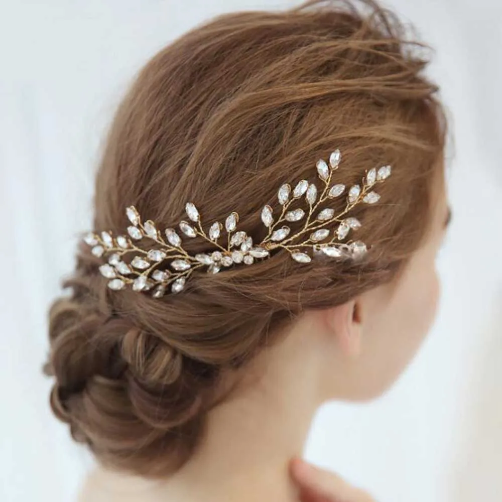 Свадебная расческа для волос Стразы золотого цвета аксессуары с